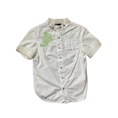 Diesel White Embroidered Buckle Top