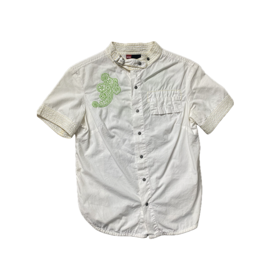 Diesel White Embroidered Buckle Top