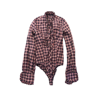 Dsquared² Red Plaid Bodysuit Top