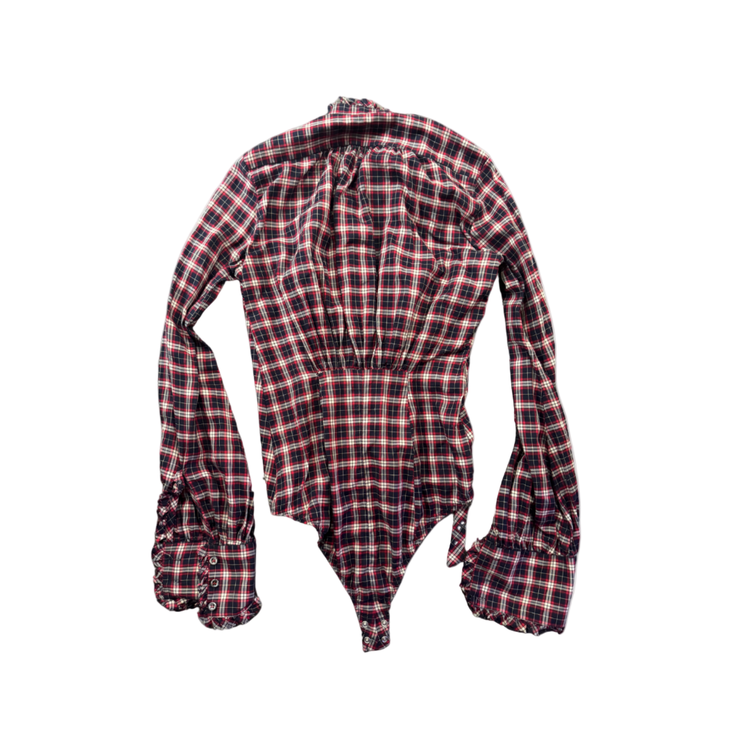 Dsquared² Red Plaid Bodysuit Top