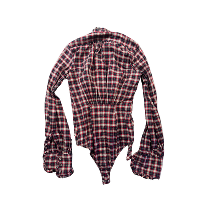 Dsquared² Red Plaid Bodysuit Top