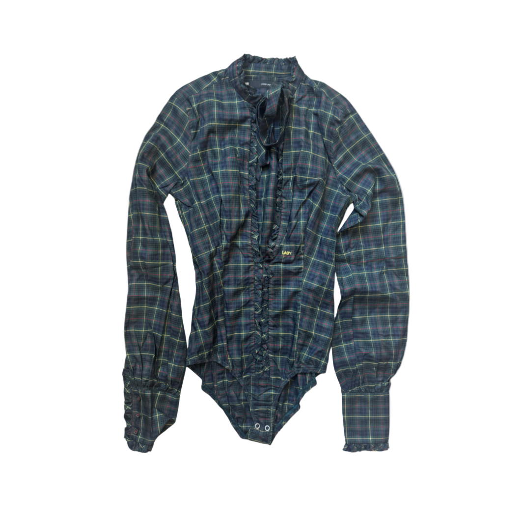 Dsquared² Green Plaid Bodysuit Top