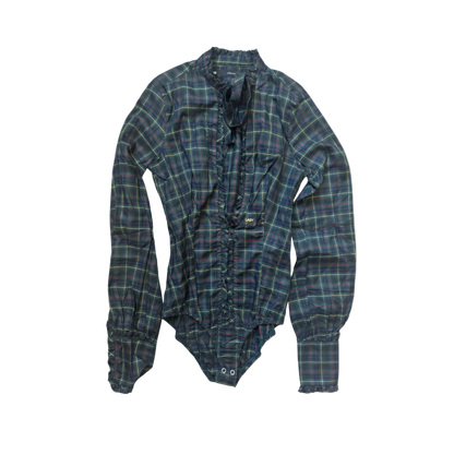 Dsquared² Green Plaid Bodysuit Top