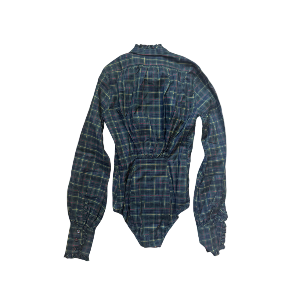 Dsquared² Green Plaid Bodysuit Top