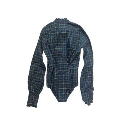 Dsquared² Green Plaid Bodysuit Top
