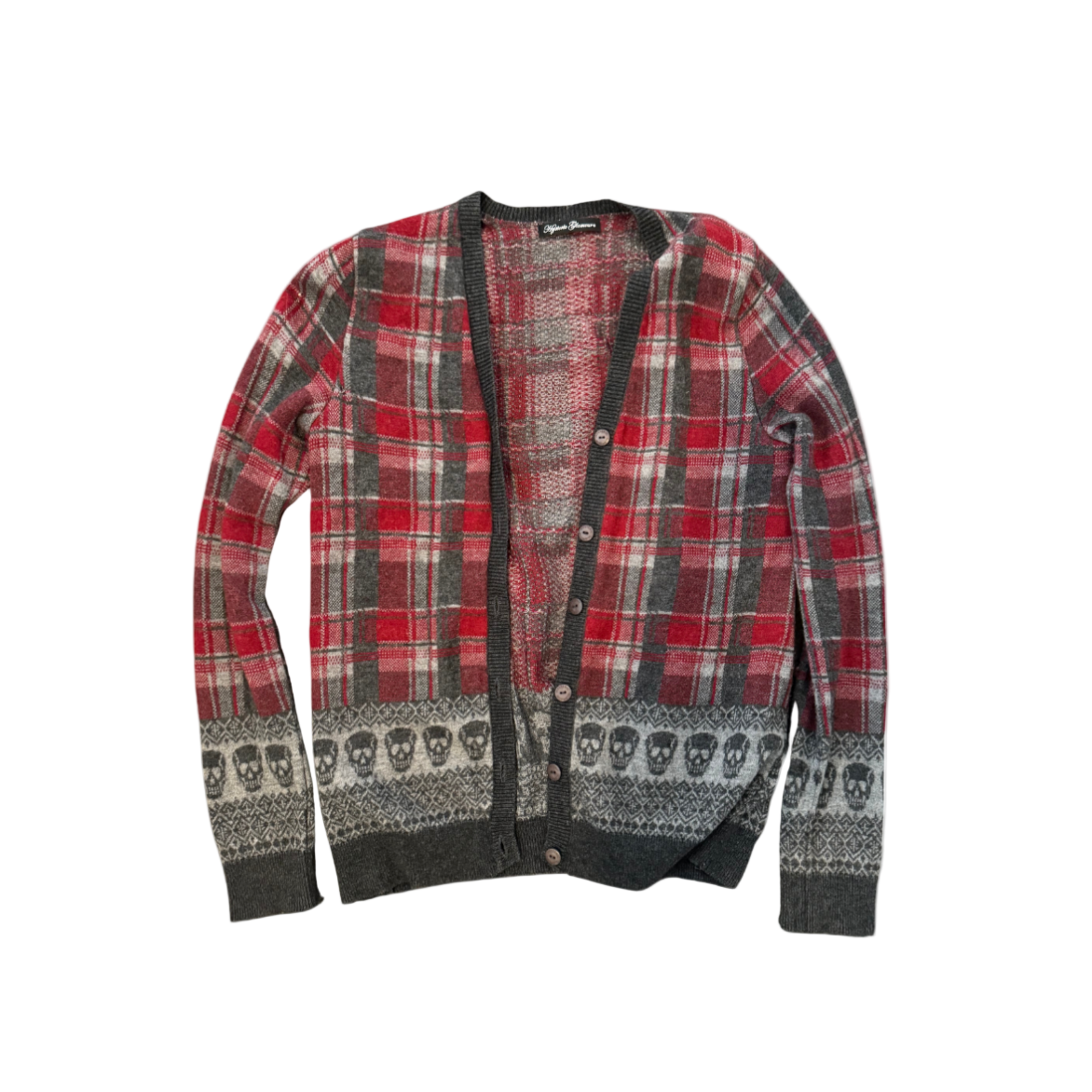 Hysteric Glamour Plaid Skull Cardigan