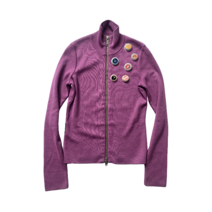 Moschino Jeans Bottle Cap Embellished Zip Up