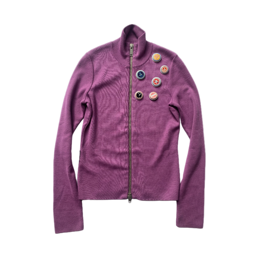 Moschino Jeans Bottle Cap Embellished Zip Up
