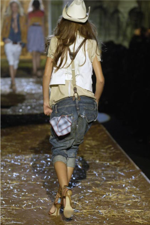 Dsquared² Leather Accent Denim Dress