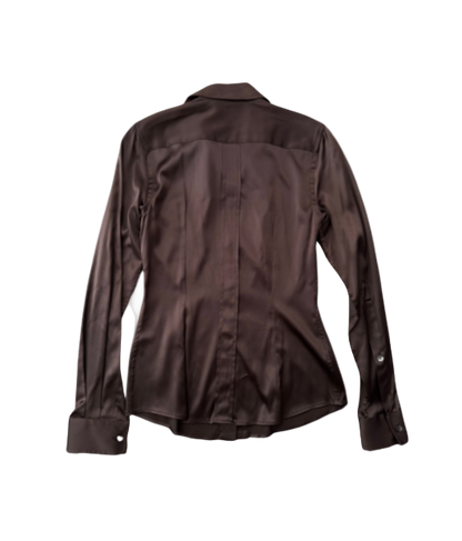 Dolce & Gabbana Brown Silk Button-Up Top