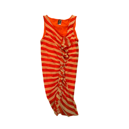 Jean Paul Gaultier Orange Striped Ruffle Tank