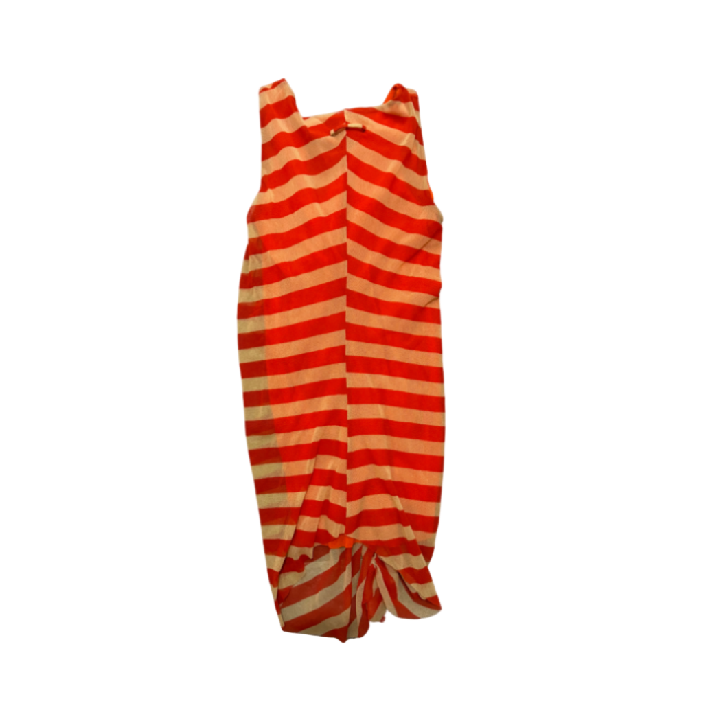 Jean Paul Gaultier Orange Striped Ruffle Tank