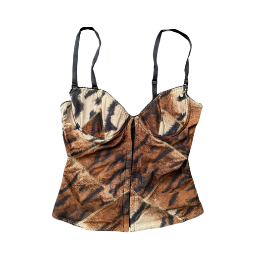Roberto Cavalli Tiger Print Corset Top