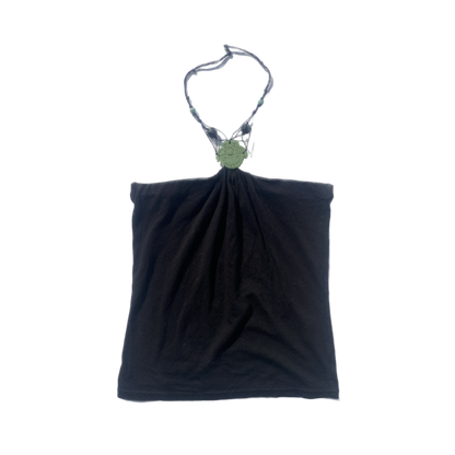 Vivienne Tam Jade/Beaded Neck Halter Top