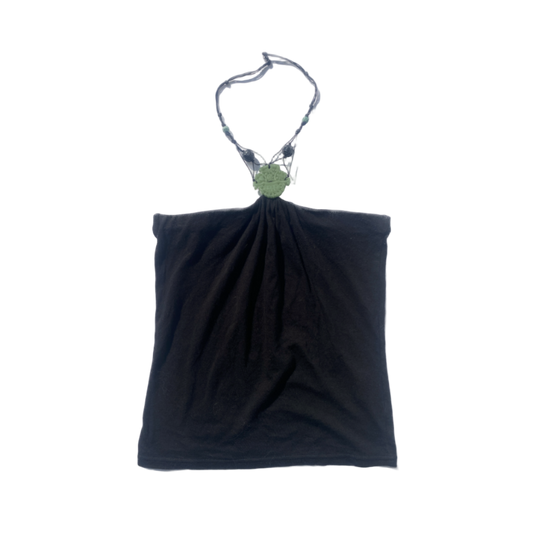 Vivienne Tam Jade/Beaded Neck Halter Top