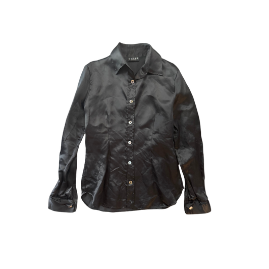 Gucci Black Silk Button-Up Shirt