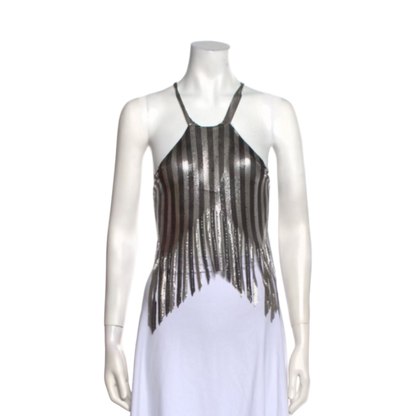 Fannie Schiavoni Chainmail Fringe Halter Top