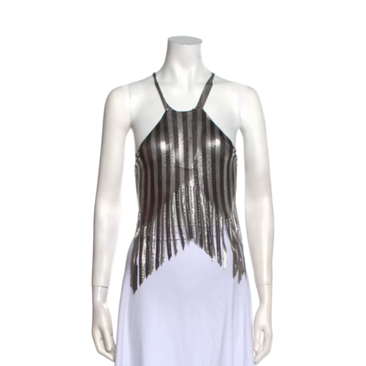Fannie Schiavoni Chainmail Fringe Halter Top