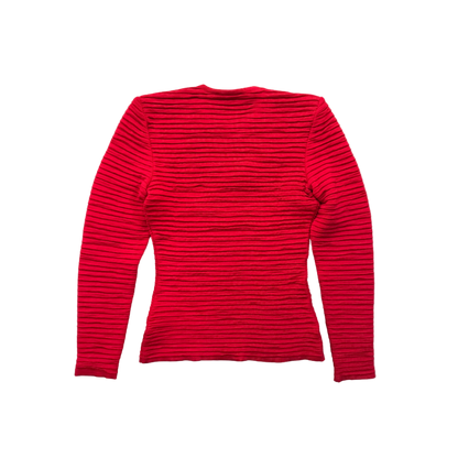 Valentino Red Knit with Black Velvet Bow Sweater