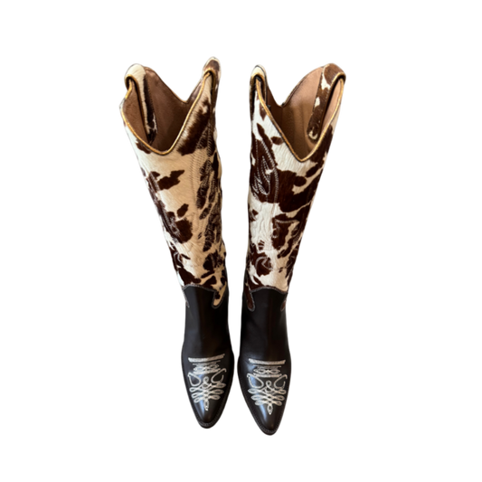 Dolce & Gabbana Stiletto Pony Hair Printed Cowboy Boots