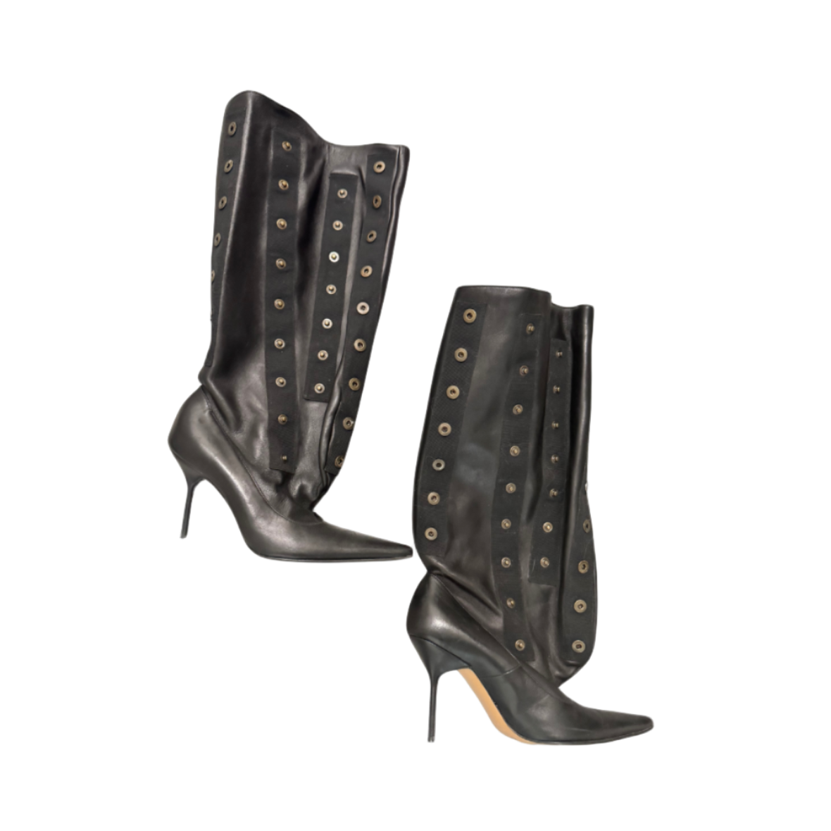 Dolce & Gabbana Black Slouchy Leather Snap Boots