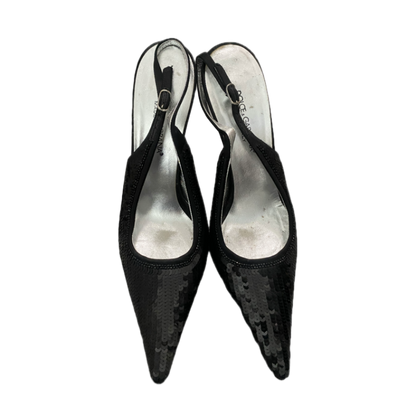 Dolce & Gabbana Black Sequin Slingback Heels
