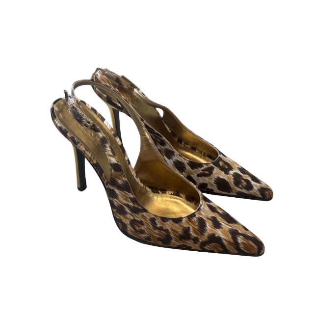 Dolce & Gabbana Leopard Pumps w/ Rhinestone Buckle