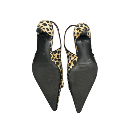 Dolce & Gabbana Leopard Slingback Heels w/ Brooch
