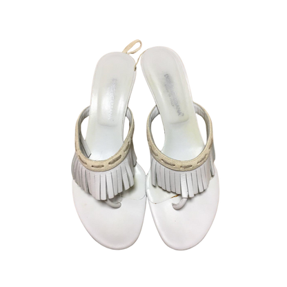 Dolce & Gabbana White Leather Fringe Sandals