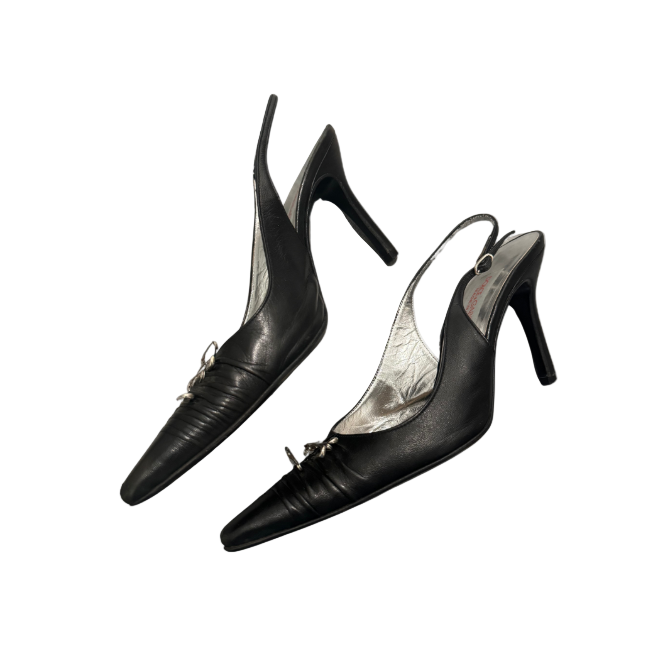 Dolce & Gabbana Black Safety Pin Slingback Heels