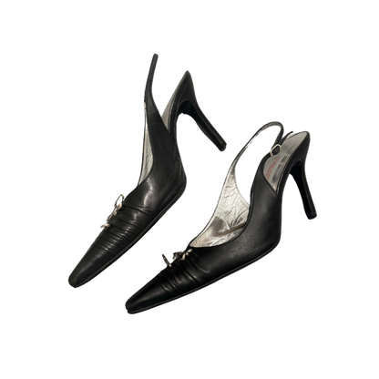 Dolce & Gabbana Black Safety Pin Slingback Heels