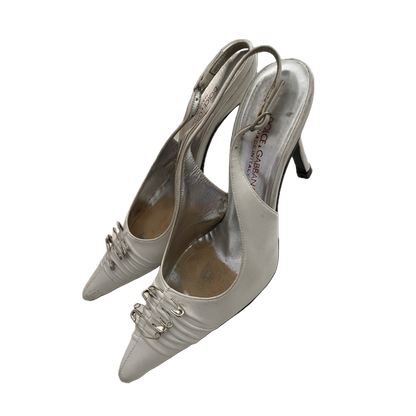 Dolce & Gabbana White Safety Pin Slingback Heels