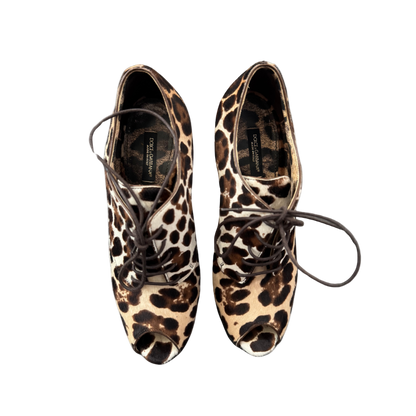 Dolce & Gabbana Leopard Pony Hair Peep Toe Sneaker Pumps