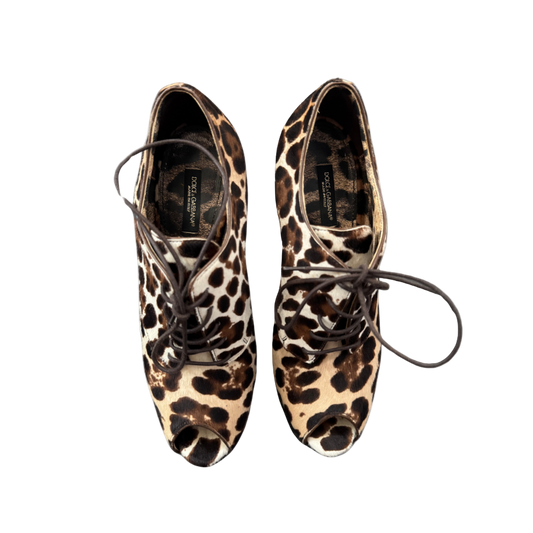 Dolce & Gabbana Leopard Pony Hair Peep Toe Sneaker Pumps