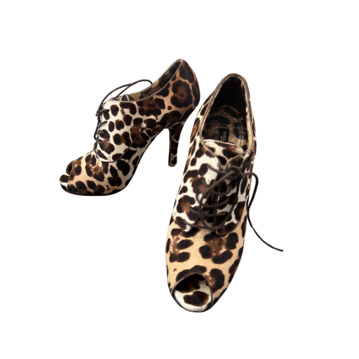 Dolce & Gabbana Leopard Pony Hair Peep Toe Sneaker Pumps