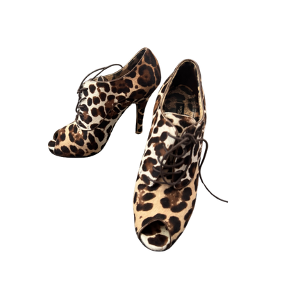 Dolce & Gabbana Leopard Pony Hair Peep Toe Sneaker Pumps