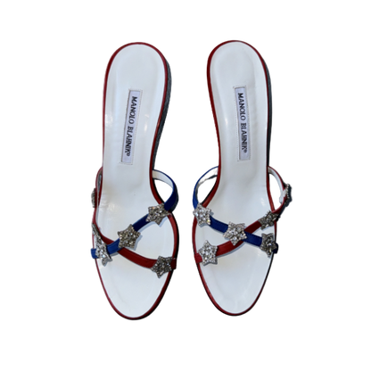 Manolo Blahnik Patriotic Star Sandal Heels