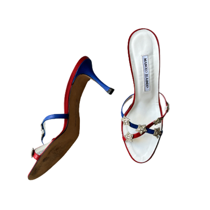Manolo Blahnik Patriotic Star Sandal Heels
