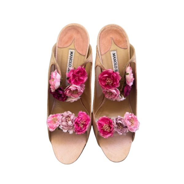 Manolo Blahnik Flower Mule Heels