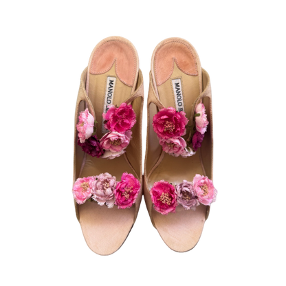 Manolo Blahnik Flower Mule Heels