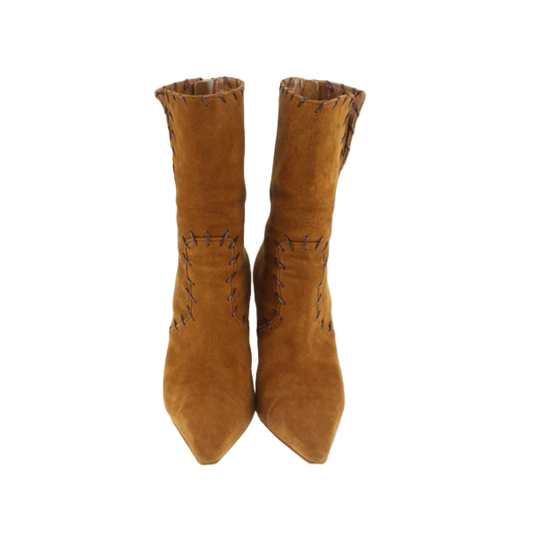 Manolo Blahnik Suede Camel Short Boots
