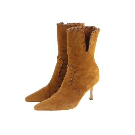Manolo Blahnik Suede Camel Short Boots