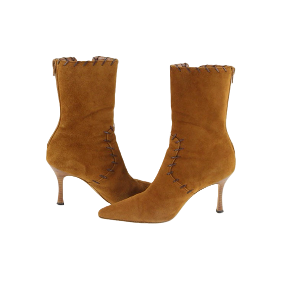 Manolo Blahnik Suede Camel Short Boots