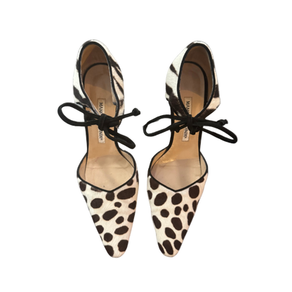 Manolo Blahnik Giraffe & Zebra Print Pony Hair Heels