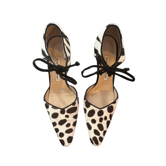 Manolo Blahnik Giraffe & Zebra Print Pony Hair Heels