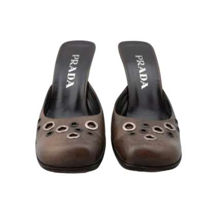 Prada Grommet Mule Heels
