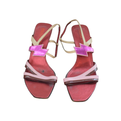 Miu Miu Pink Lightning Bolt Sandal Heels