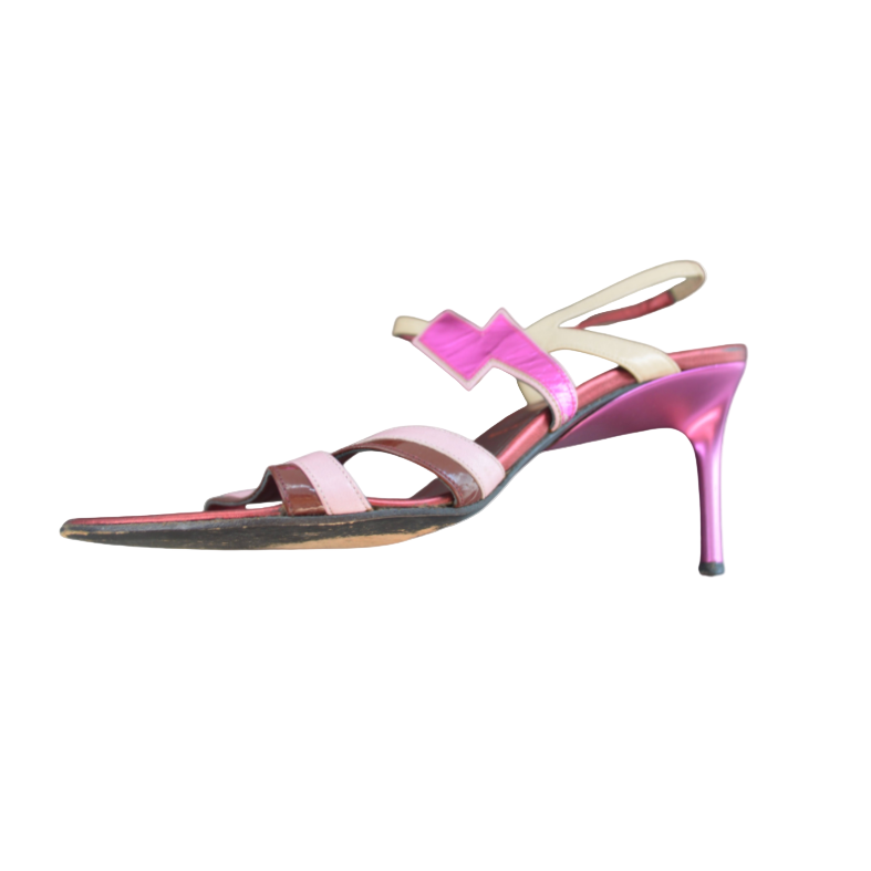 Miu Miu Pink Lightning Bolt Sandal Heels