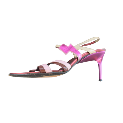 Miu Miu Pink Lightning Bolt Sandal Heels