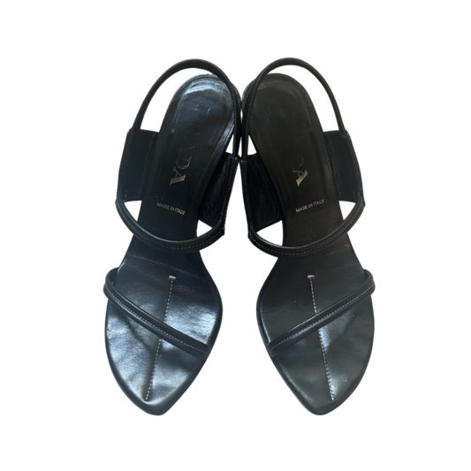 Prada Black Strappy Sandal Heels